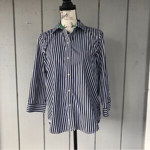 Lauren Ralph Lauren Navy & White Striped Button Down Shirt